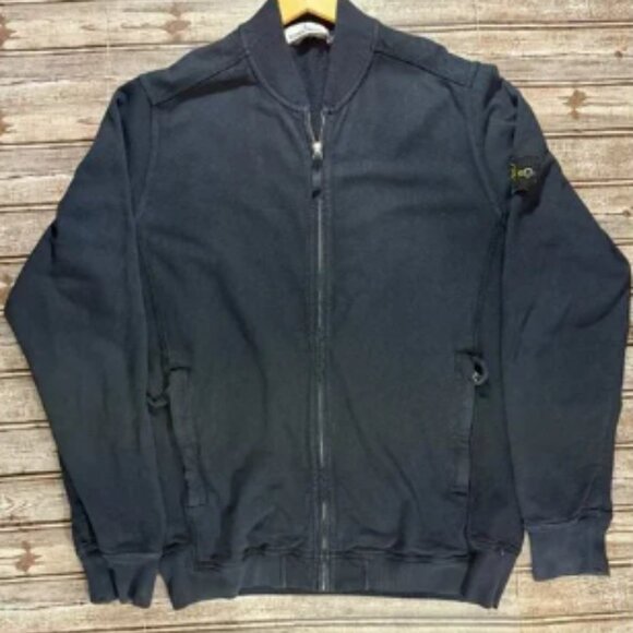 Stone Island Full Zip Bomber Fleece Cotton Jacket sz XL color navy - Picture 1 of 7